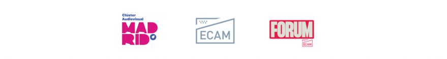 logos clúster audiovisual de madrid, ECAM y Forum Ecam